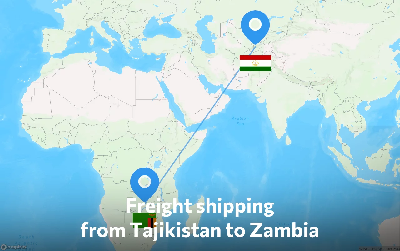 Shipping route from Tajikistan to Zambia