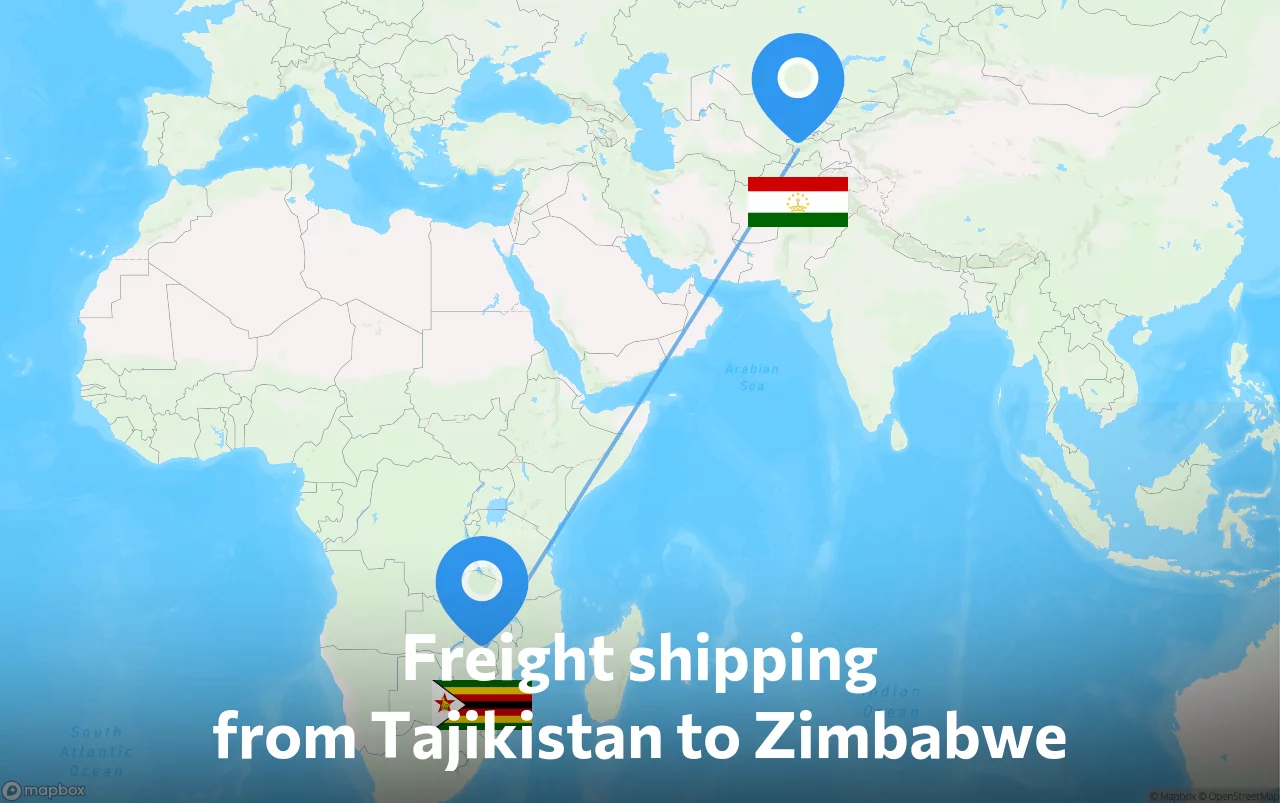 Shipping route from Tajikistan to Zimbabwe