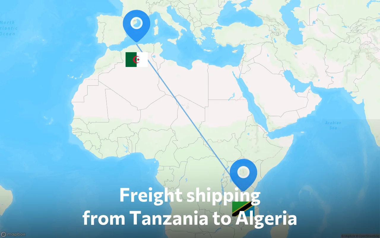 Shipping route from Tanzania to Algeria