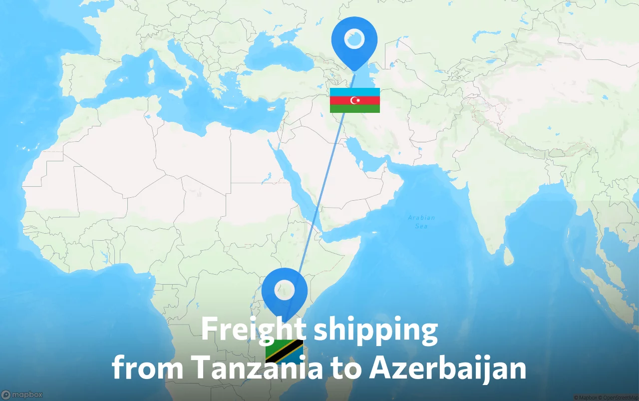 Shipping route from Tanzania to Azerbaijan