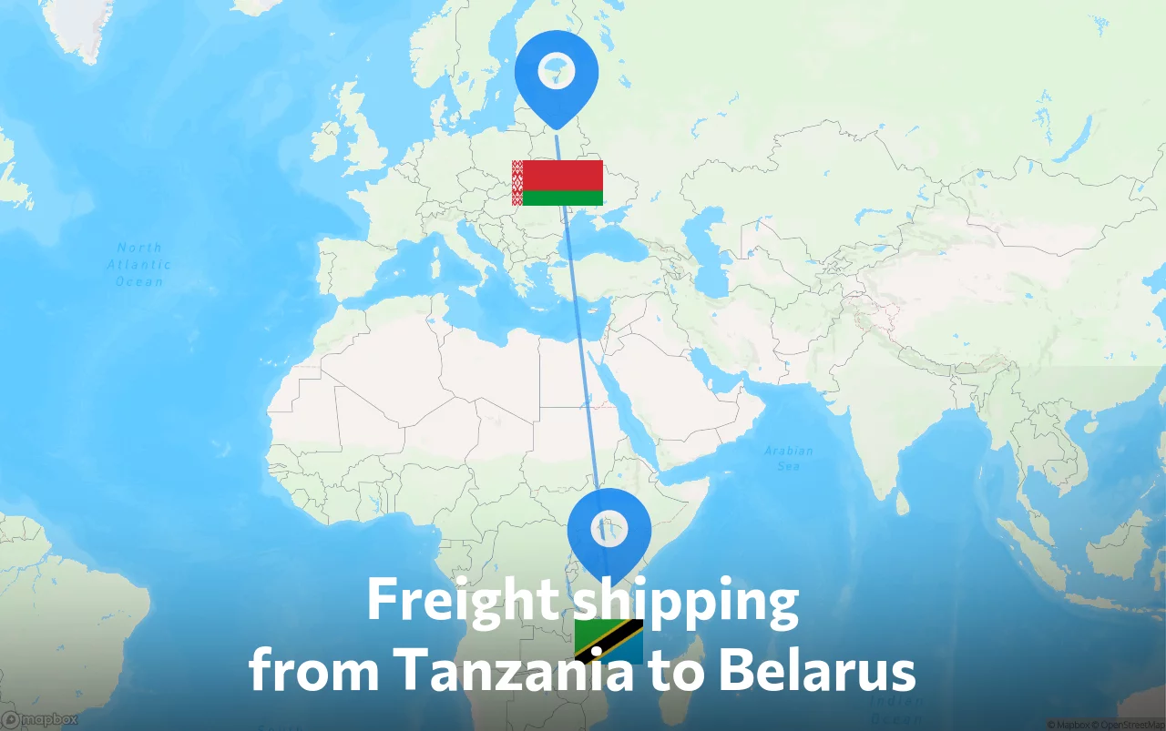 Shipping route from Tanzania to Belarus