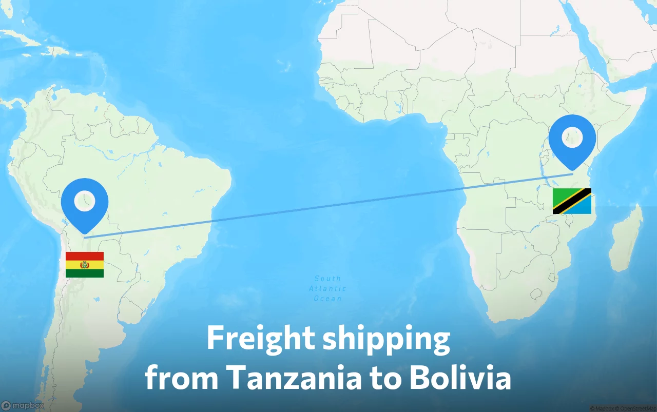 Shipping route from Tanzania to Bolivia