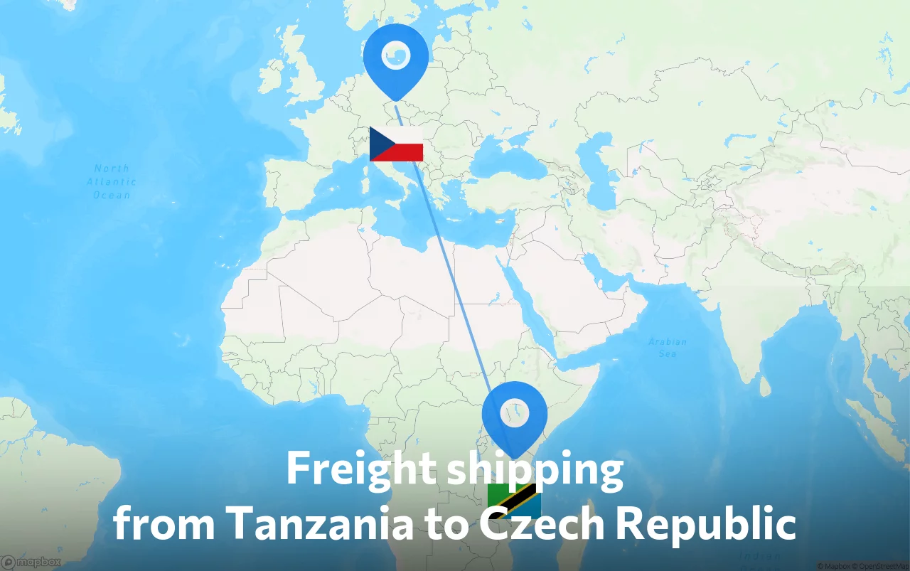 Shipping route from Tanzania to Czech Republic