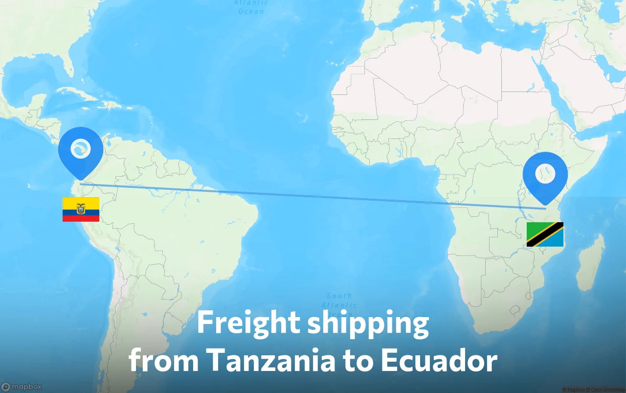 Shipping route from Tanzania to Ecuador