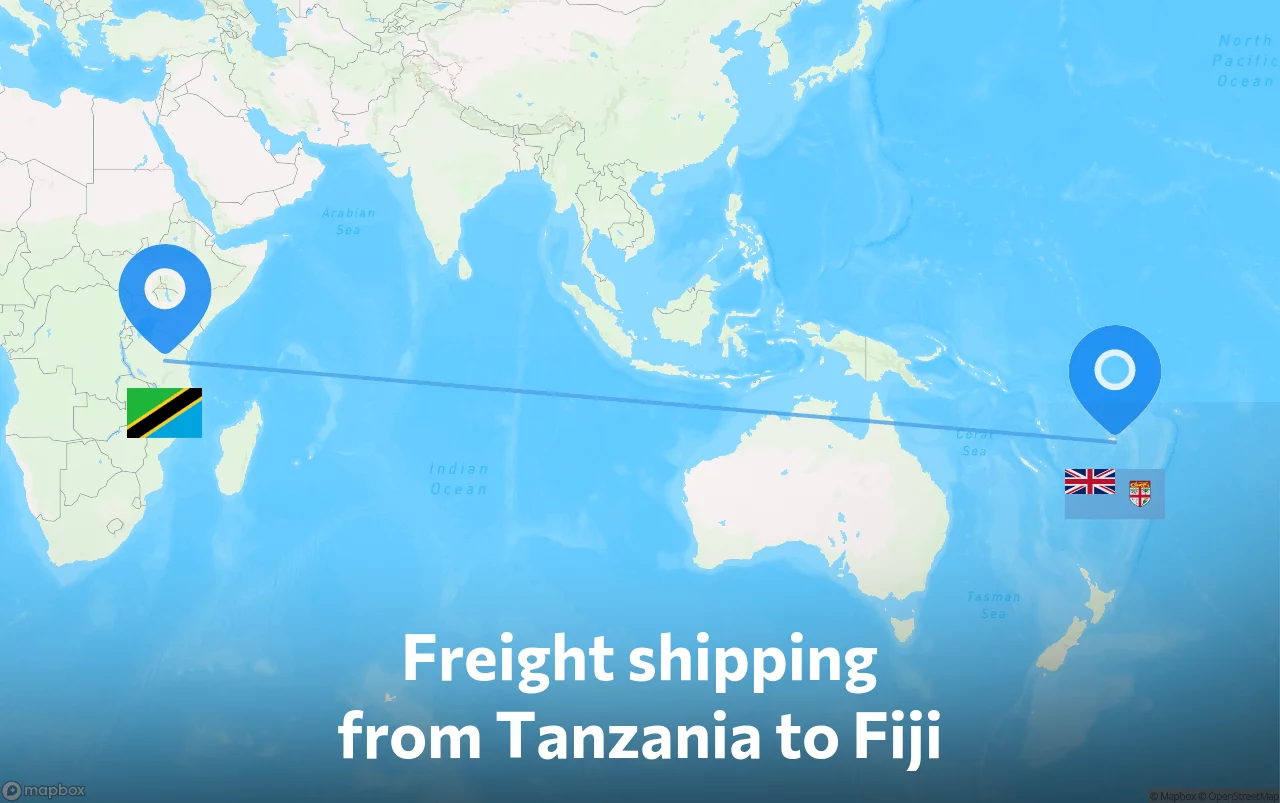 Shipping route from Tanzania to Fiji