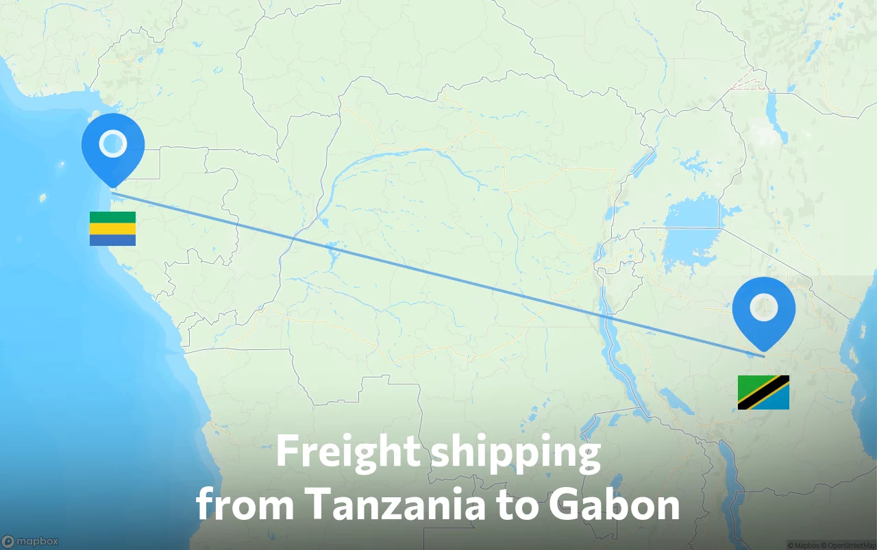 Shipping route from Tanzania to Gabon