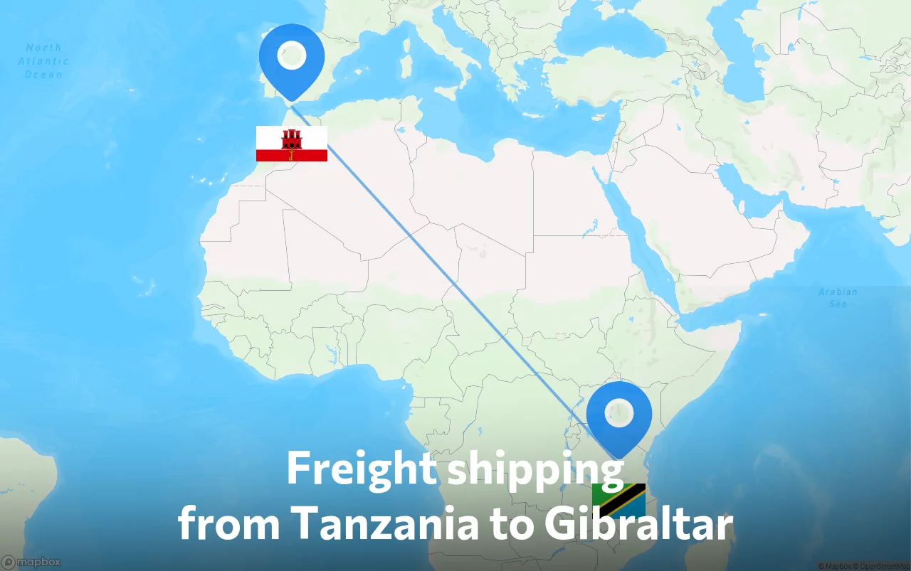 Shipping route from Tanzania to Gibraltar