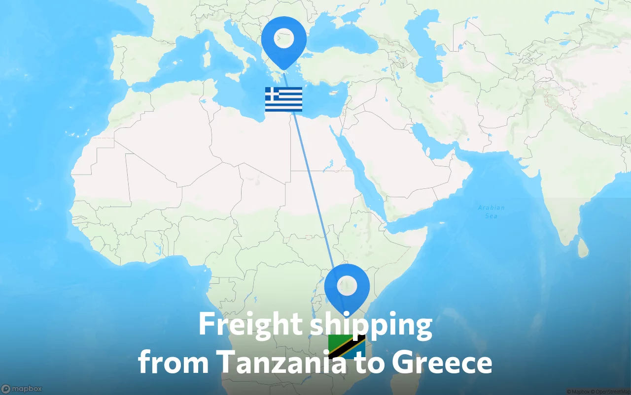 Shipping route from Tanzania to Greece