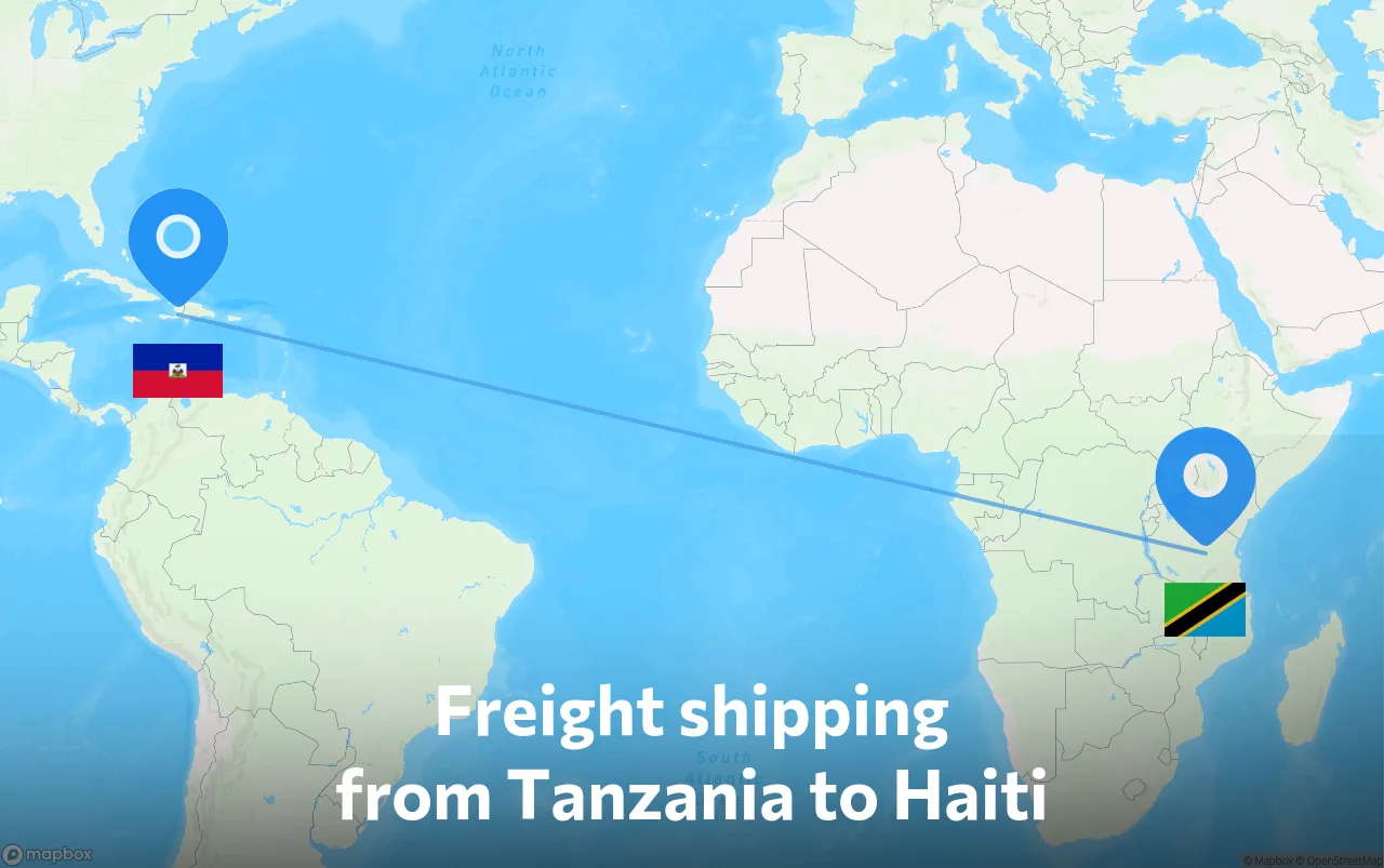 Shipping route from Tanzania to Haiti