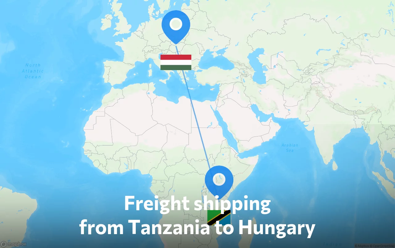 Shipping route from Tanzania to Hungary
