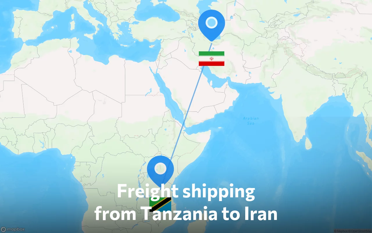 Shipping route from Tanzania to Iran