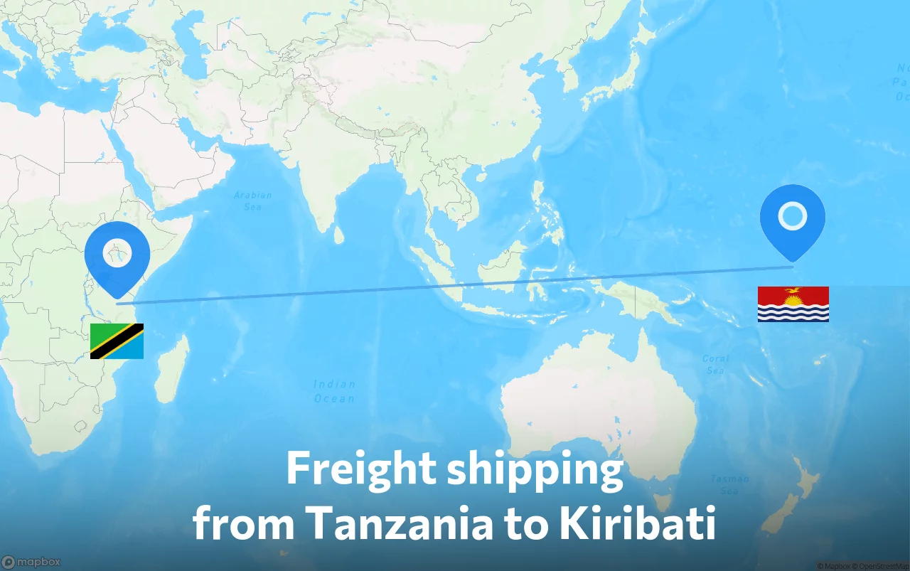Shipping route from Tanzania to Kiribati