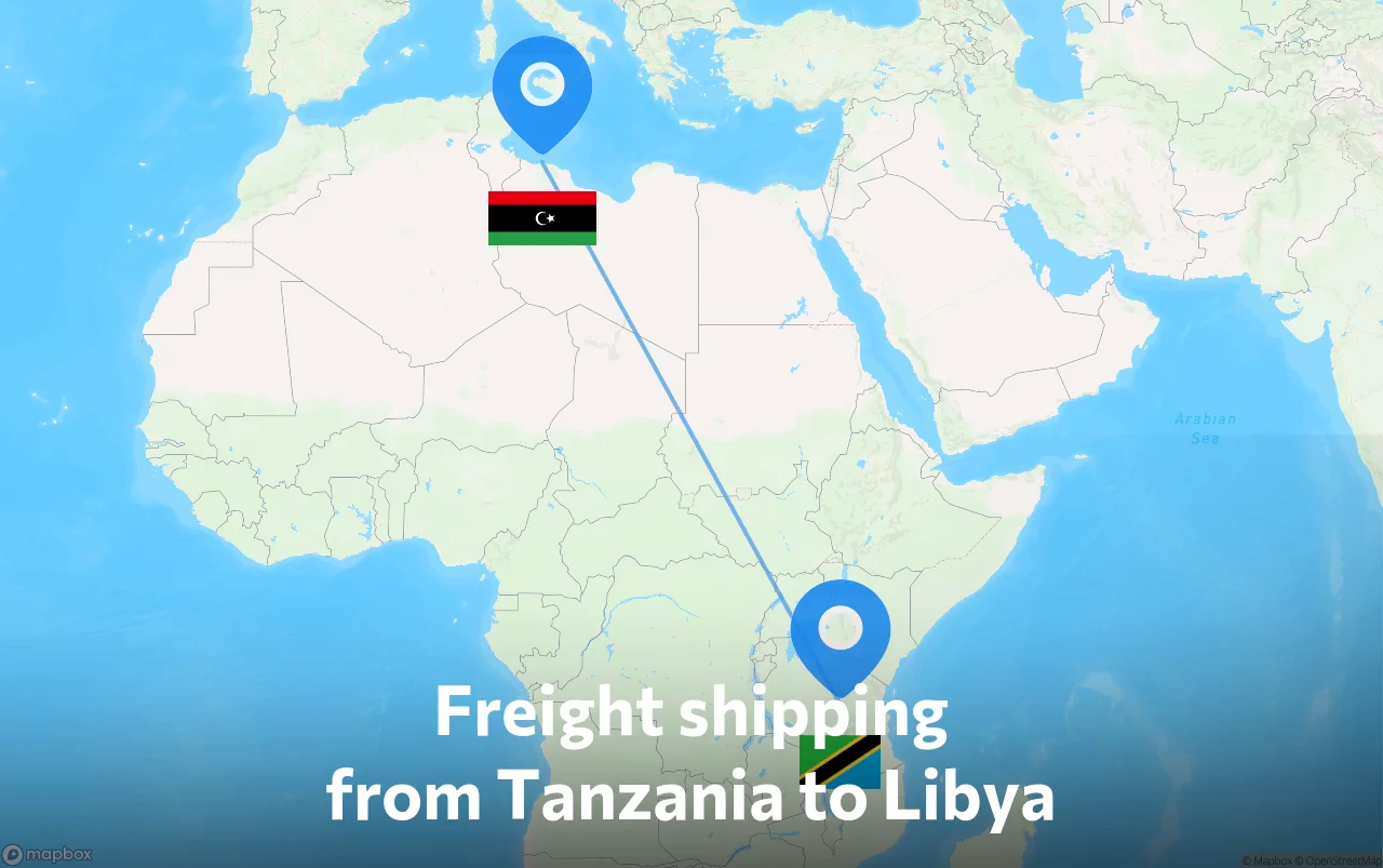 Shipping route from Tanzania to Libya