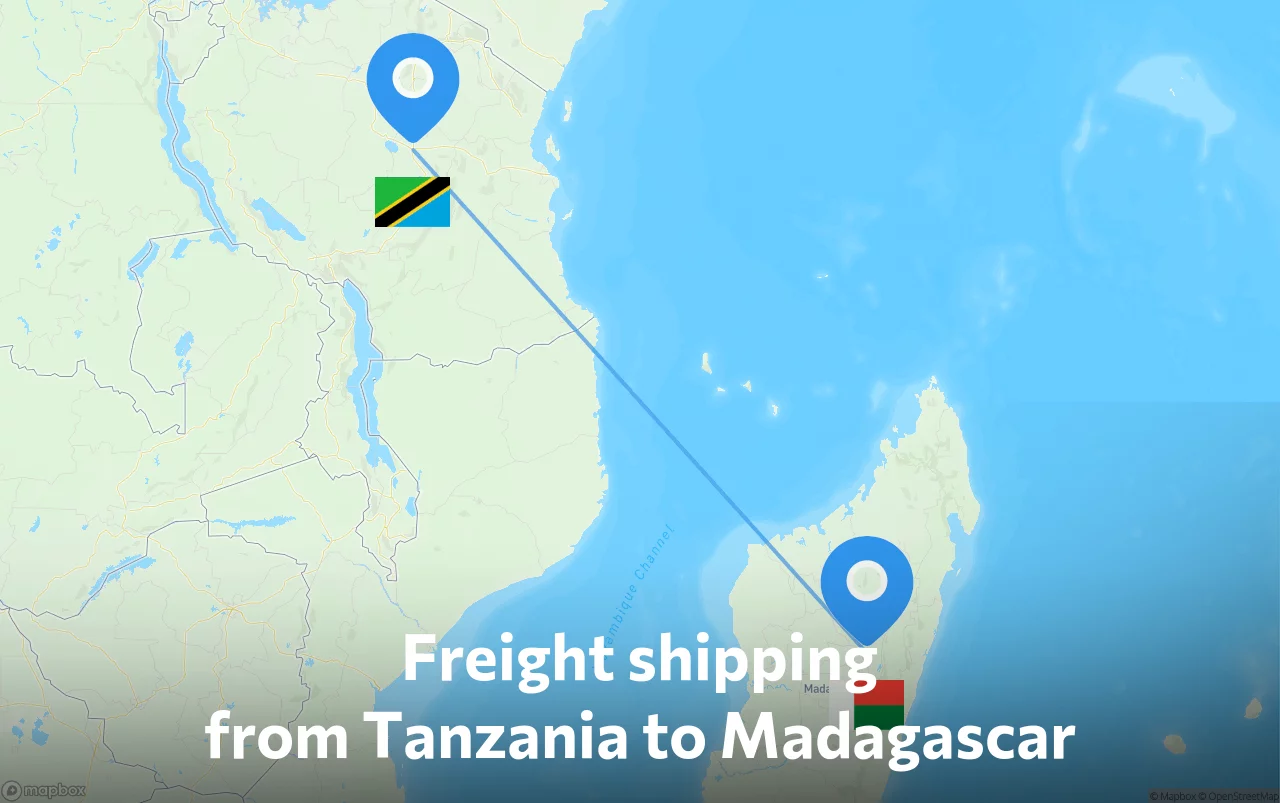 Shipping route from Tanzania to Madagascar