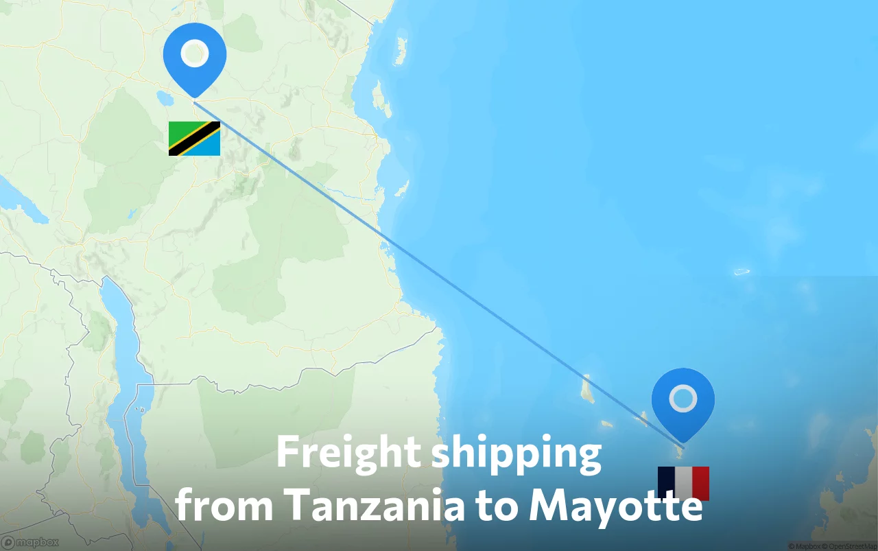 Shipping route from Tanzania to Mayotte