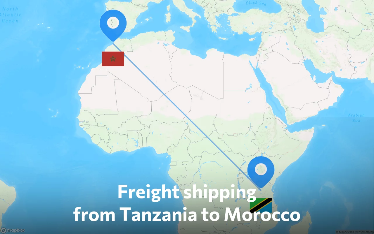 Shipping route from Tanzania to Morocco