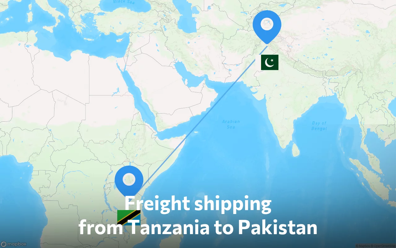 Shipping route from Tanzania to Pakistan
