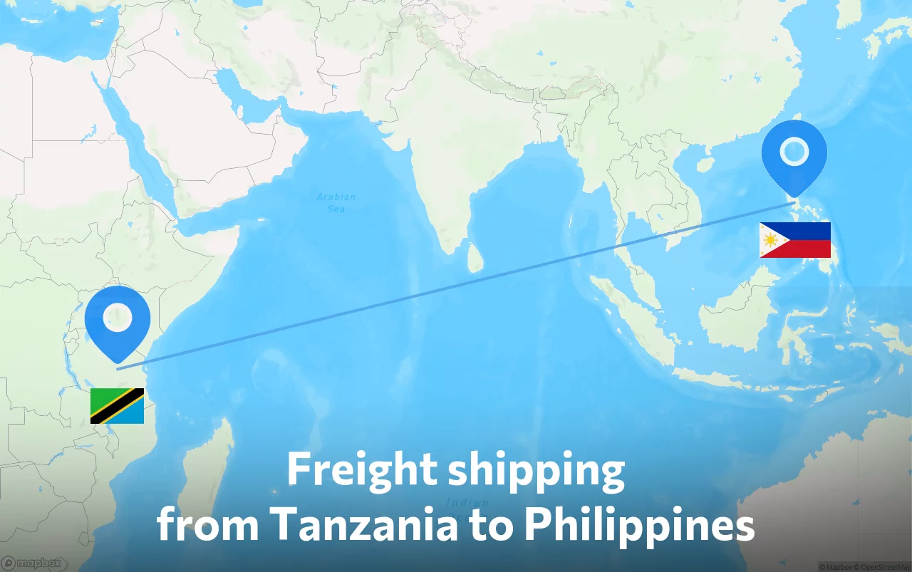 Shipping route from Tanzania to Philippines