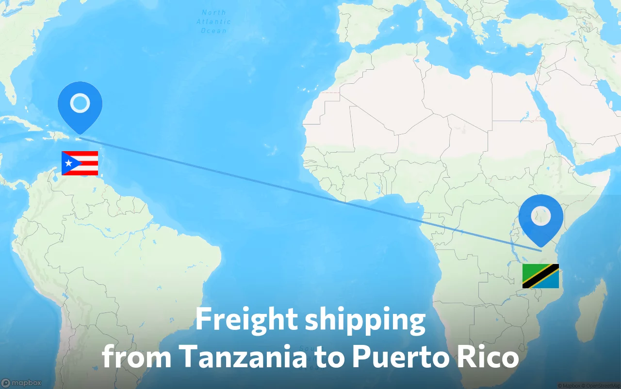 Shipping route from Tanzania to Puerto Rico