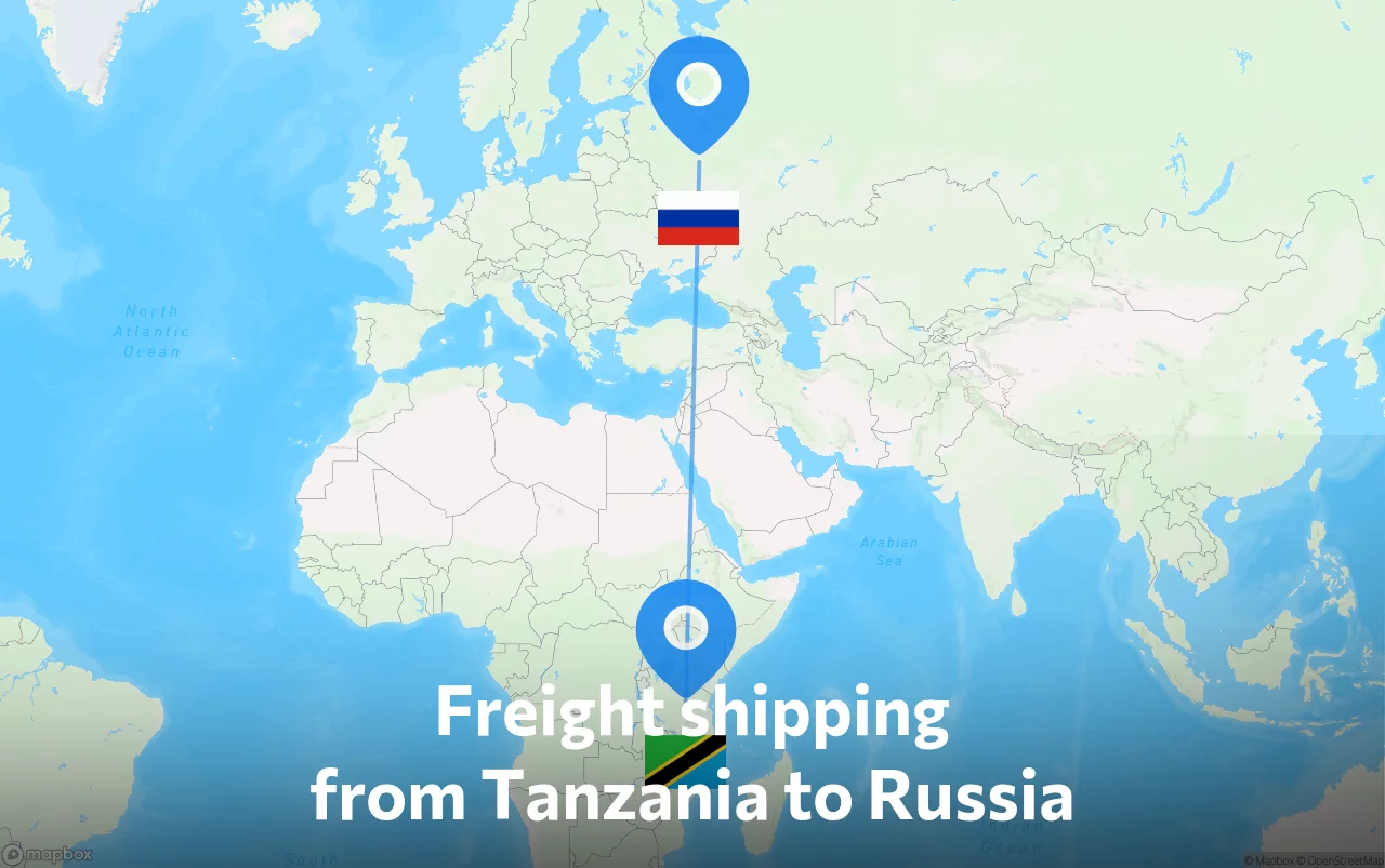 Shipping route from Tanzania to Russia