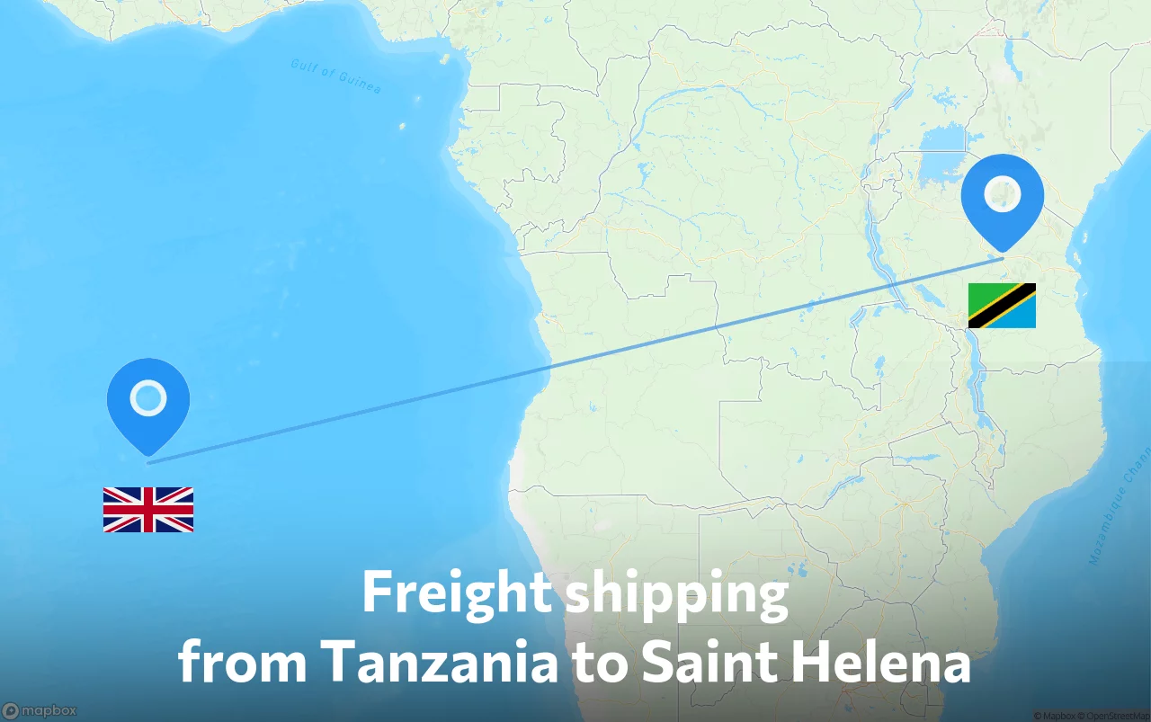 Shipping route from Tanzania to Saint Helena