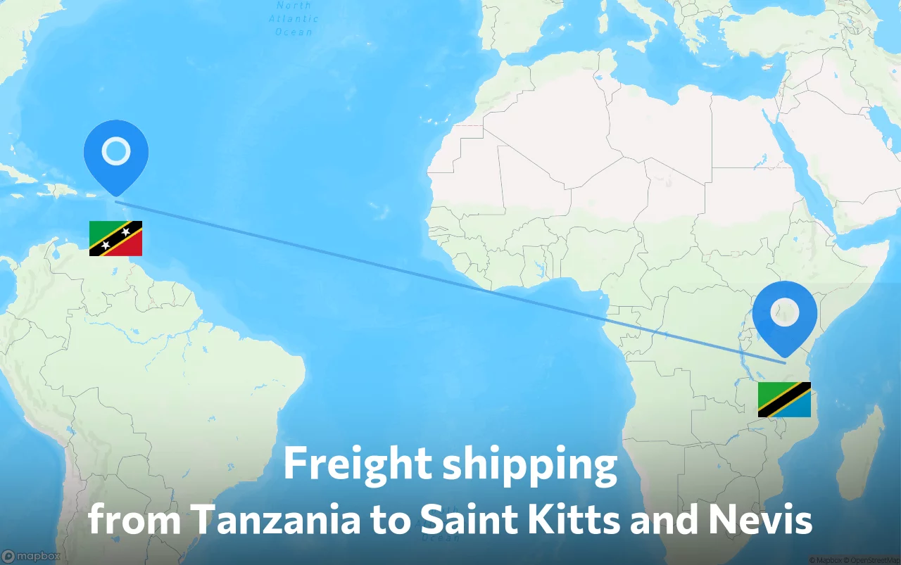 Shipping route from Tanzania to Saint Kitts and Nevis