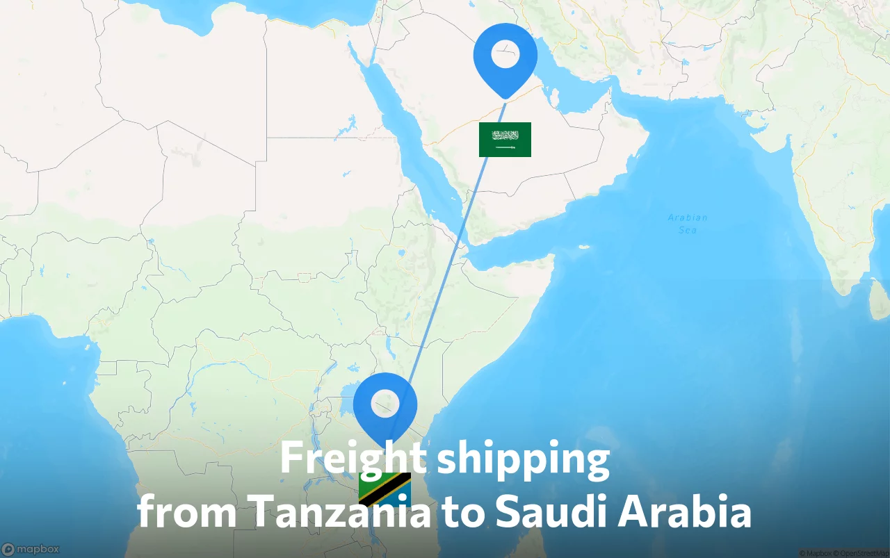 Shipping route from Tanzania to Saudi Arabia