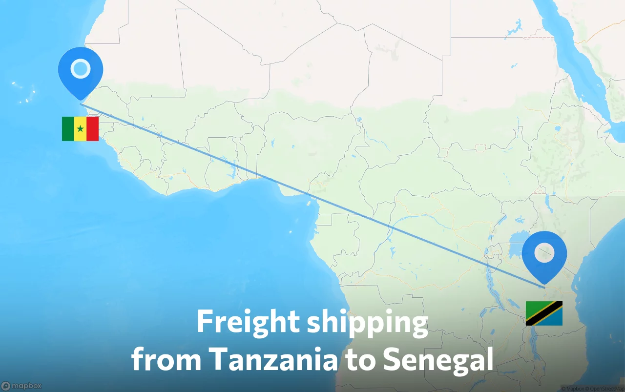 Shipping route from Tanzania to Senegal