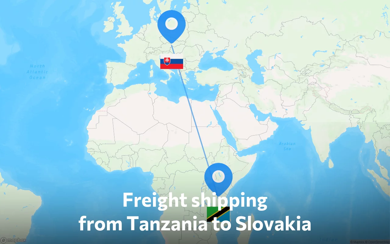 Shipping route from Tanzania to Slovakia