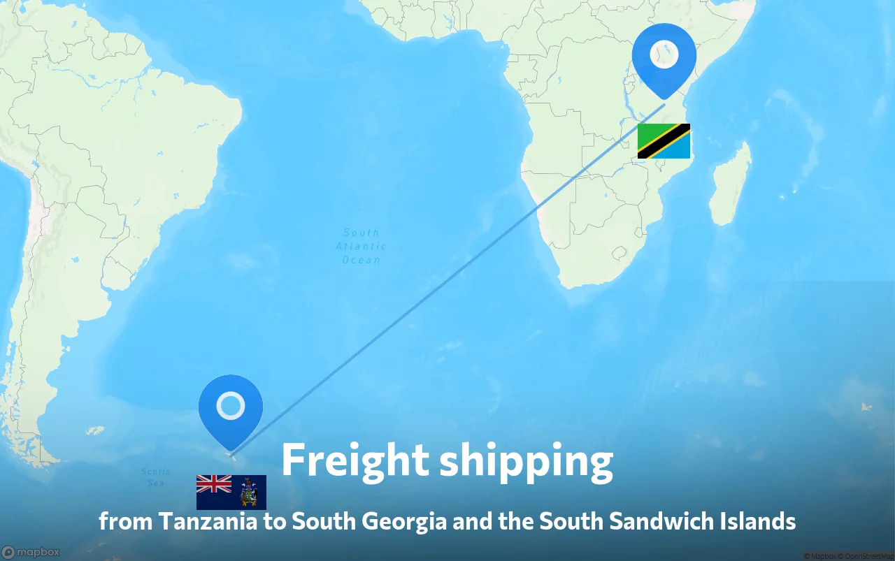 Shipping route from Tanzania to South Georgia and the South Sandwich Islands