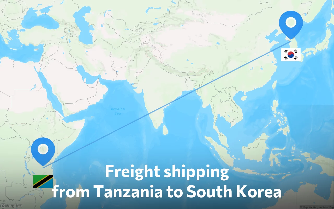 Shipping route from Tanzania to South Korea