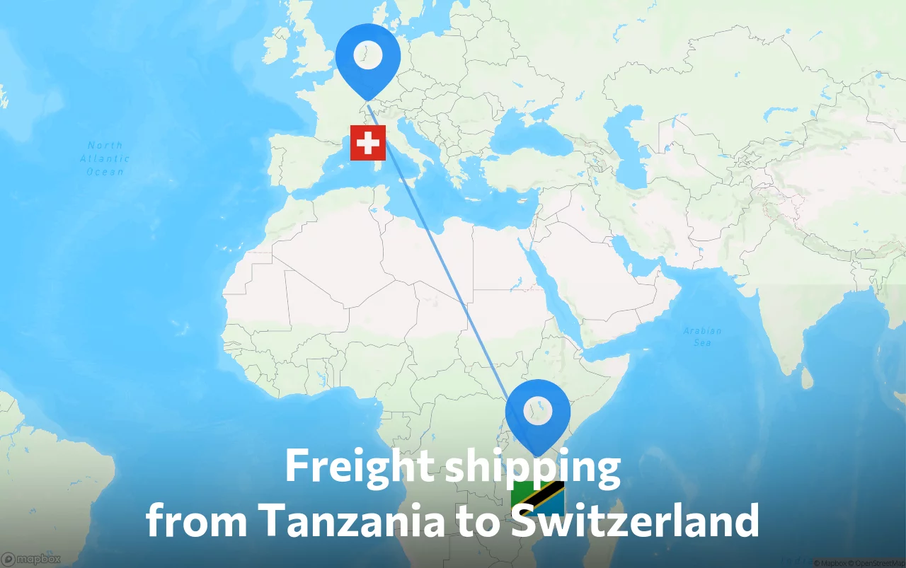 Shipping route from Tanzania to Switzerland
