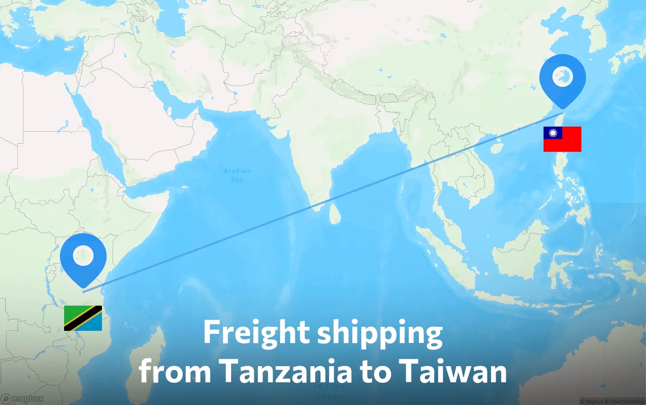 Shipping route from Tanzania to Taiwan