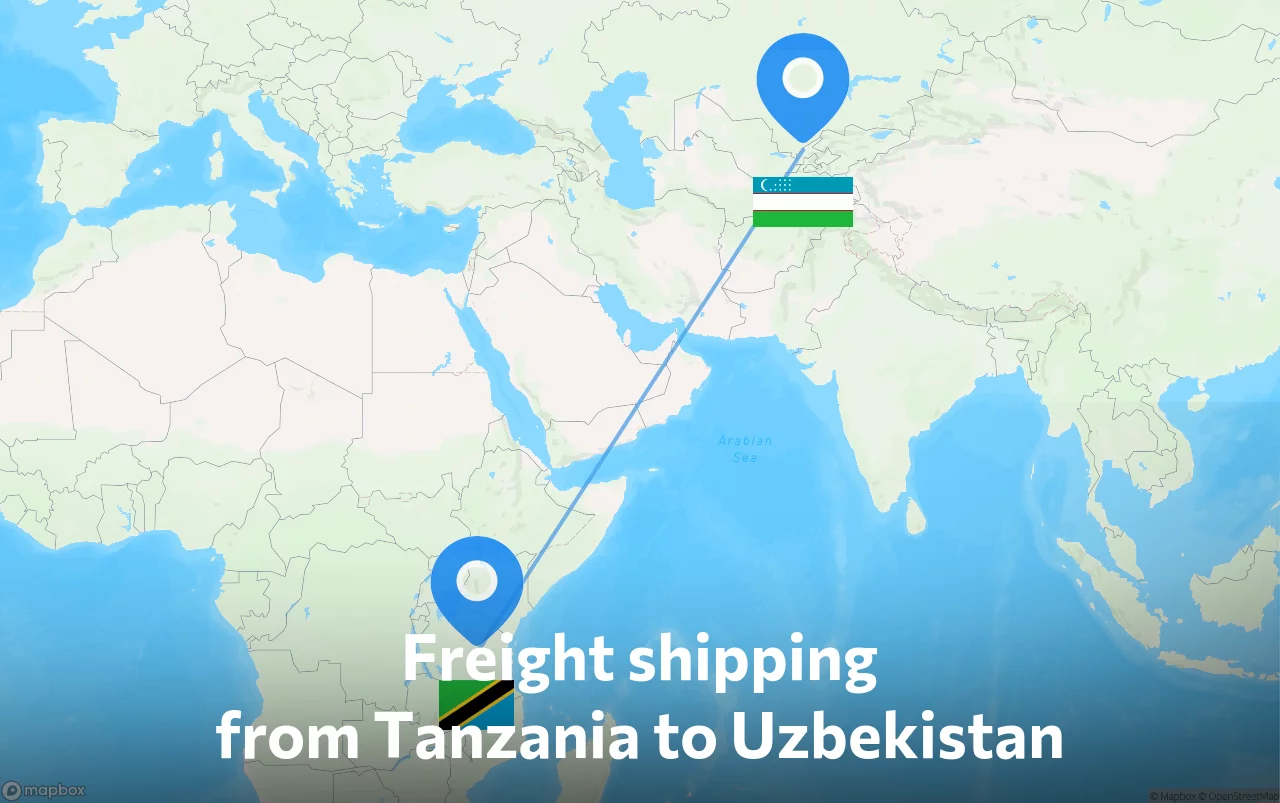 Shipping route from Tanzania to Uzbekistan