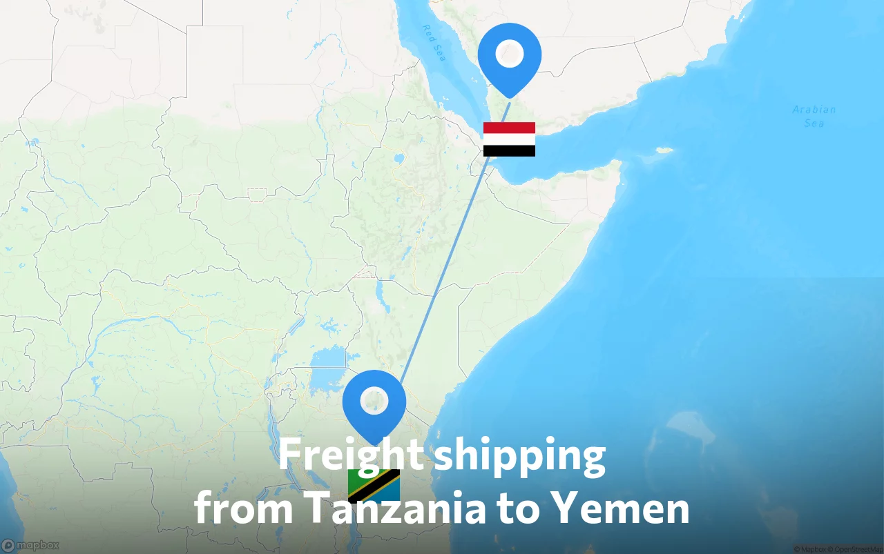 Shipping route from Tanzania to Yemen