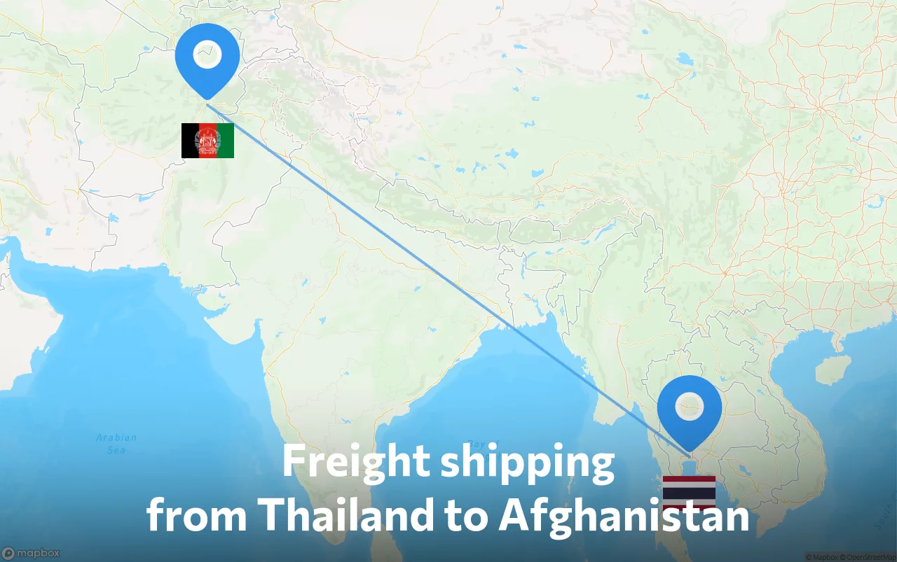 Shipping route from Thailand to Afghanistan