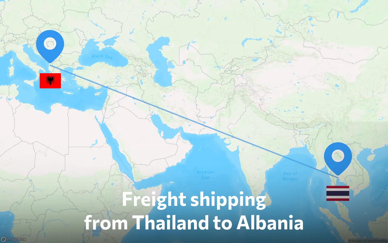 Shipping route from Thailand to Albania