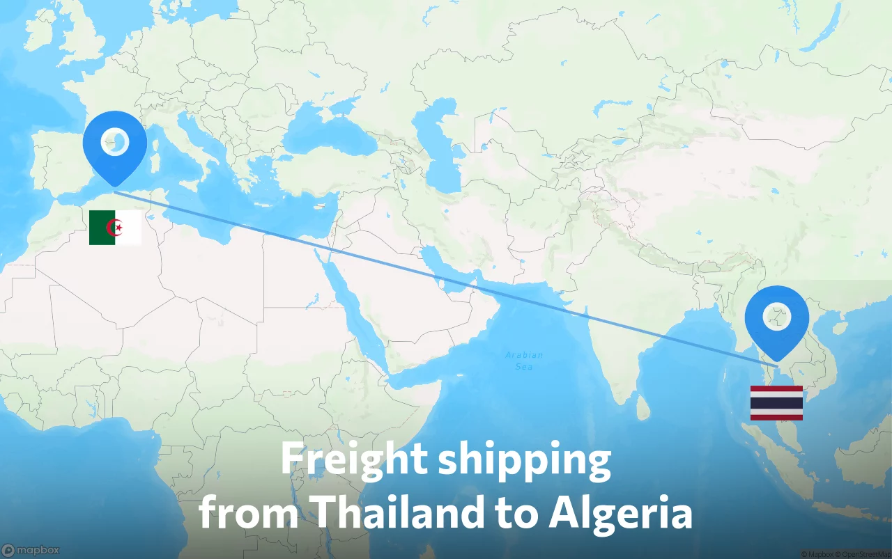 Shipping route from Thailand to Algeria