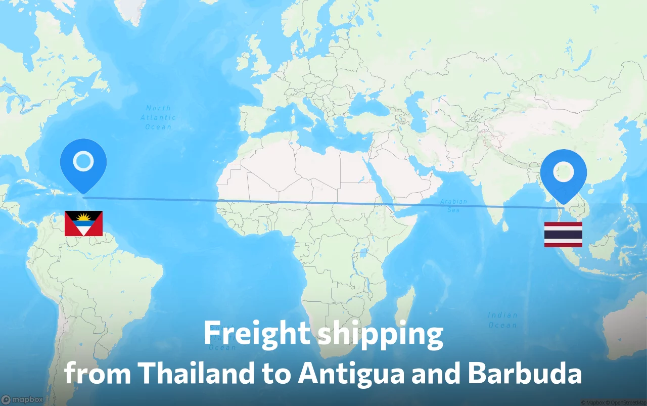 Shipping route from Thailand to Antigua and Barbuda