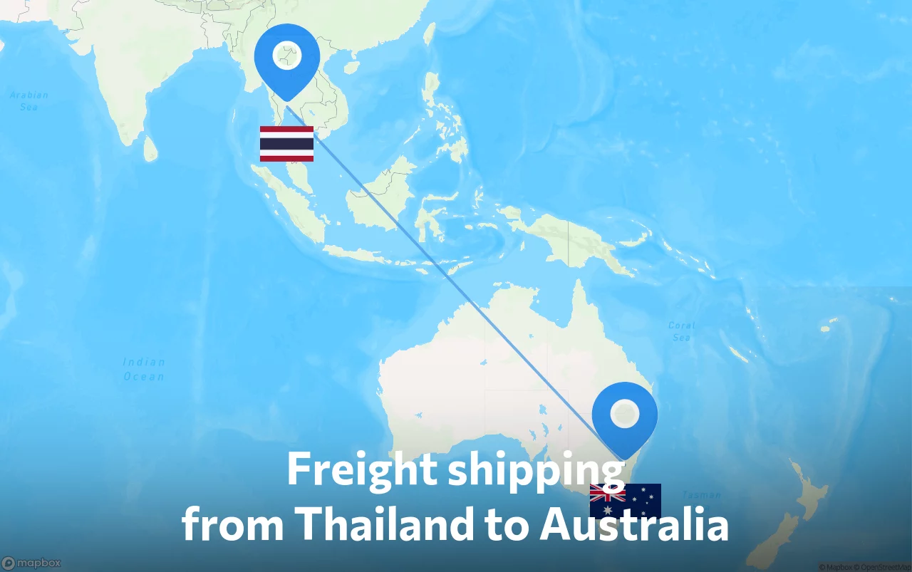 Shipping route from Thailand to Australia