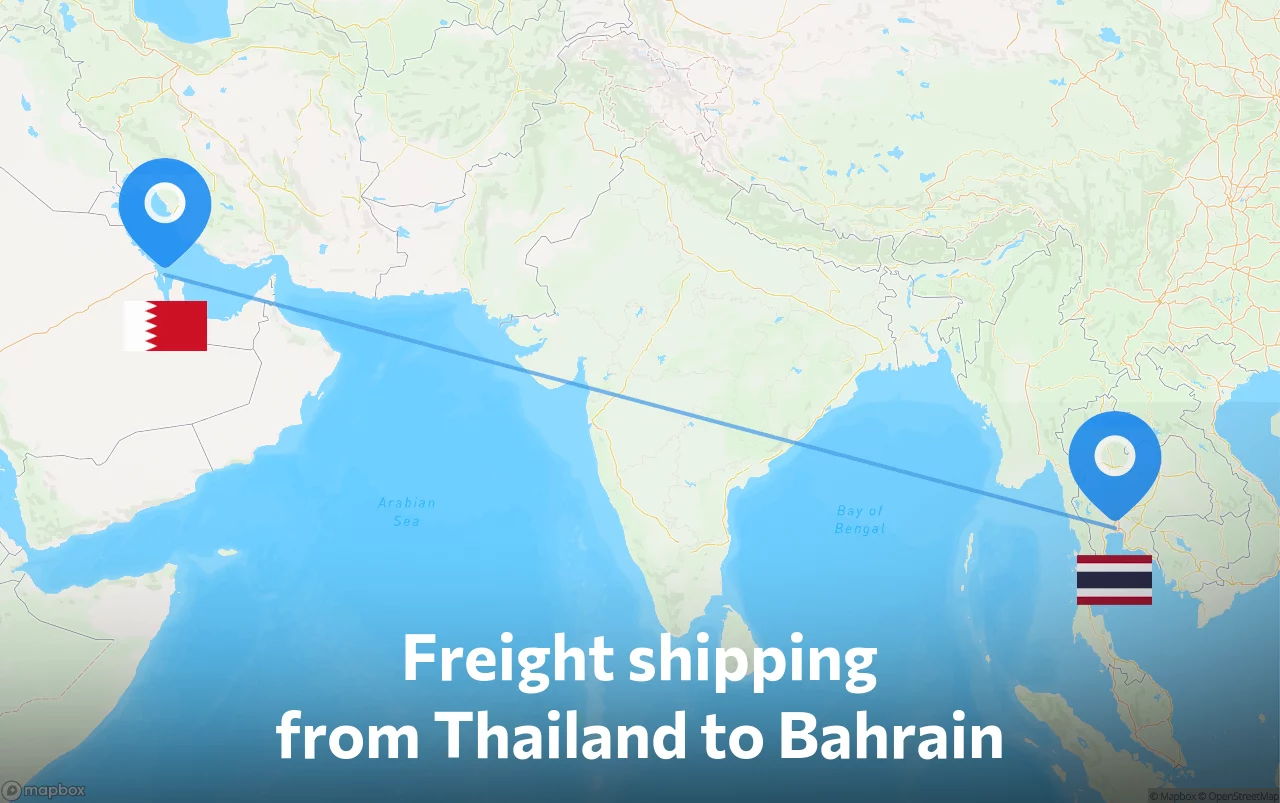 Shipping route from Thailand to Bahrain