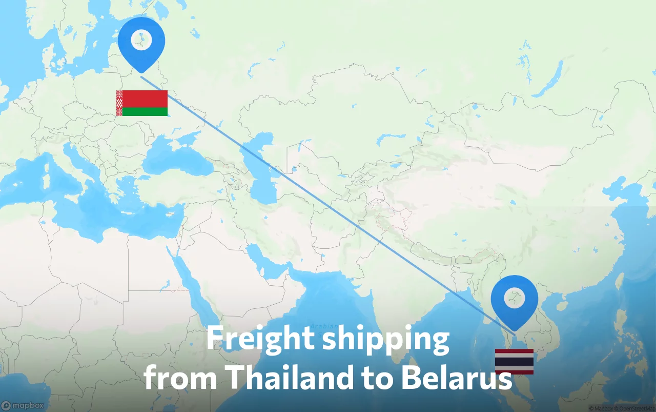 Shipping route from Thailand to Belarus