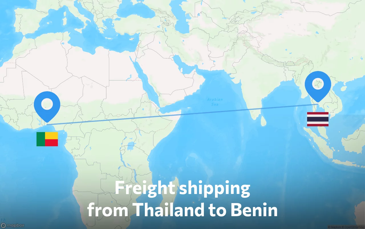Shipping route from Thailand to Benin