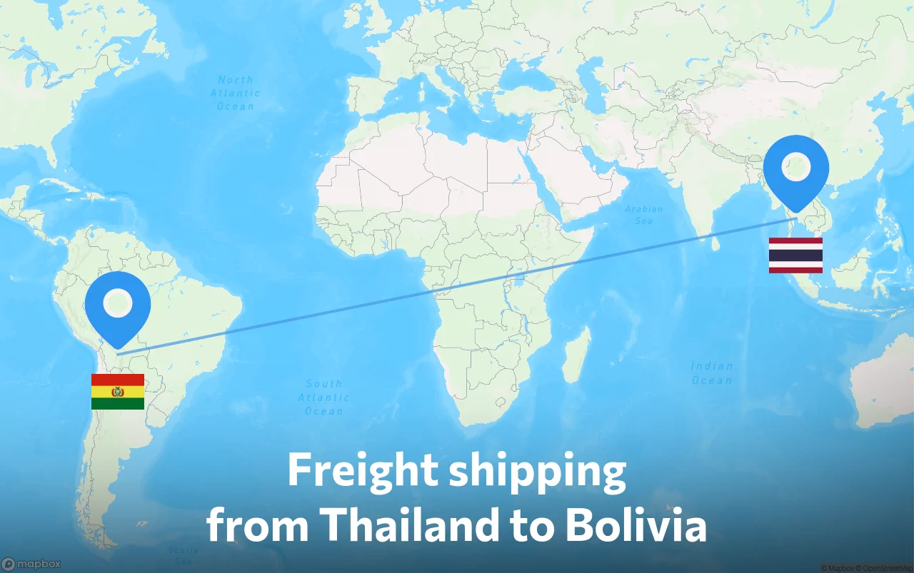 Shipping route from Thailand to Bolivia
