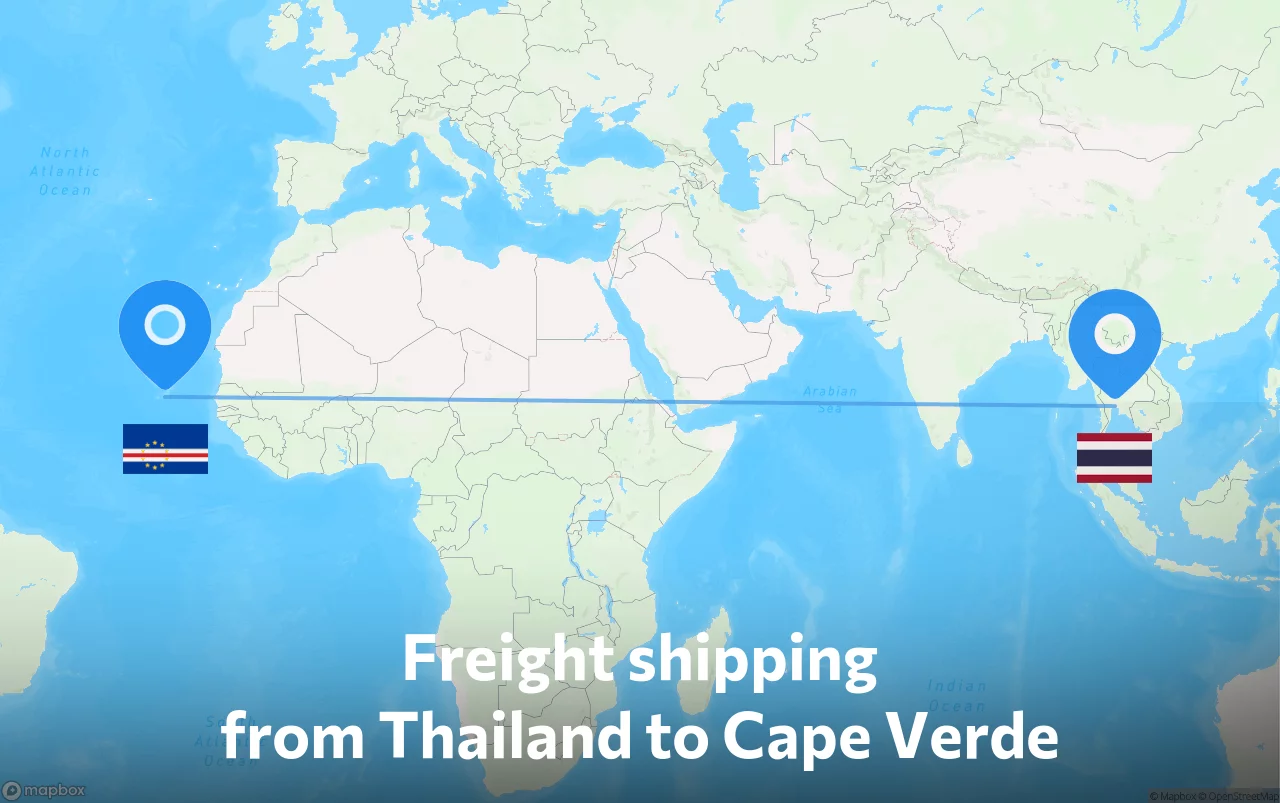 Shipping route from Thailand to Cape Verde