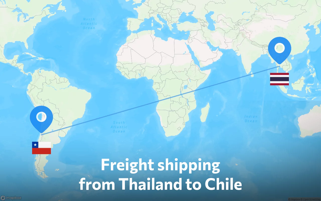 Shipping route from Thailand to Chile