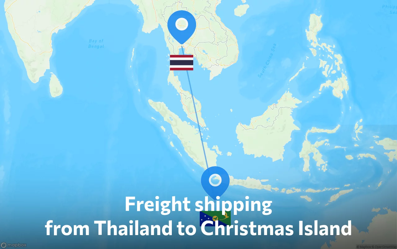 Shipping route from Thailand to Christmas Island