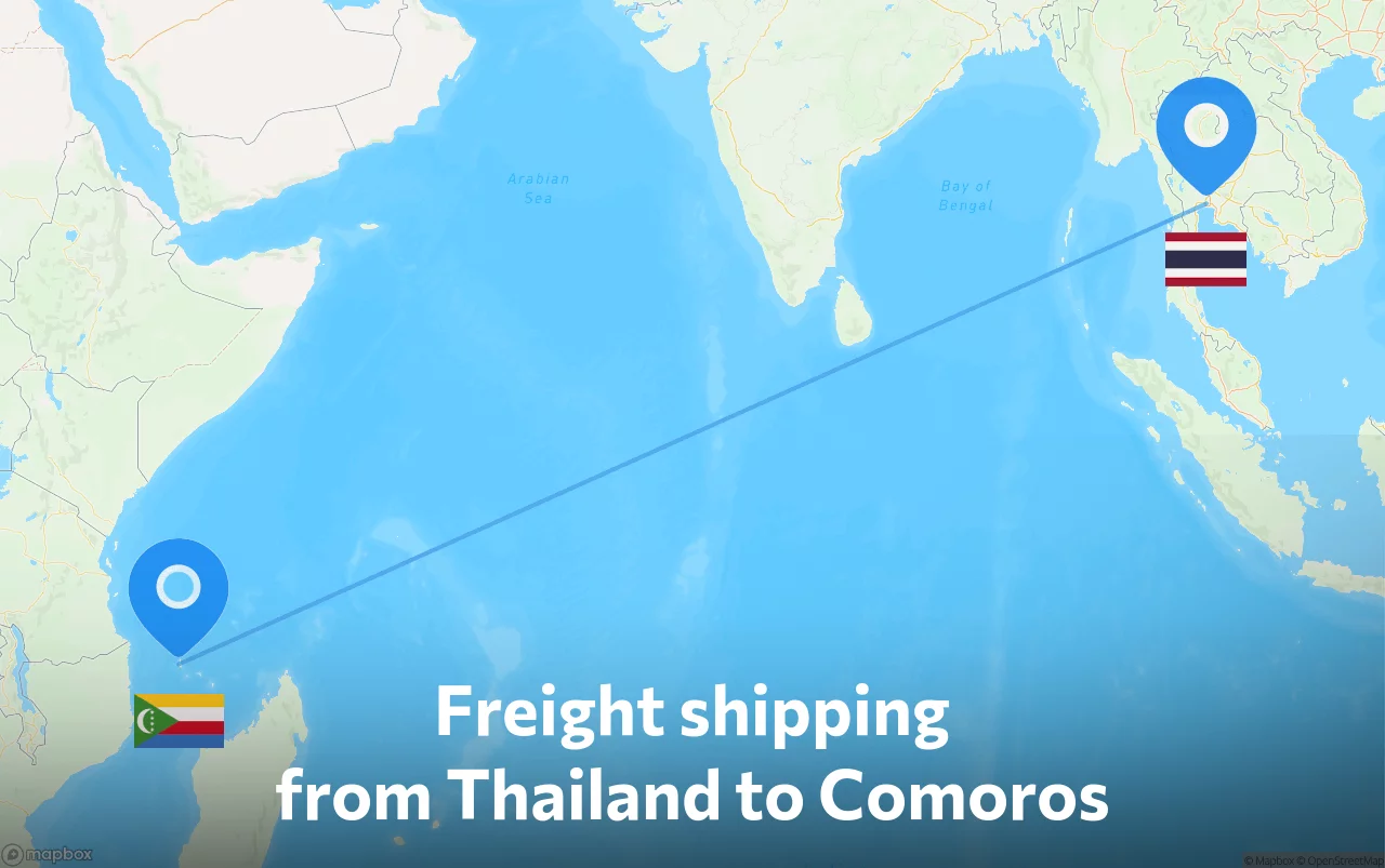 Shipping route from Thailand to Comoros
