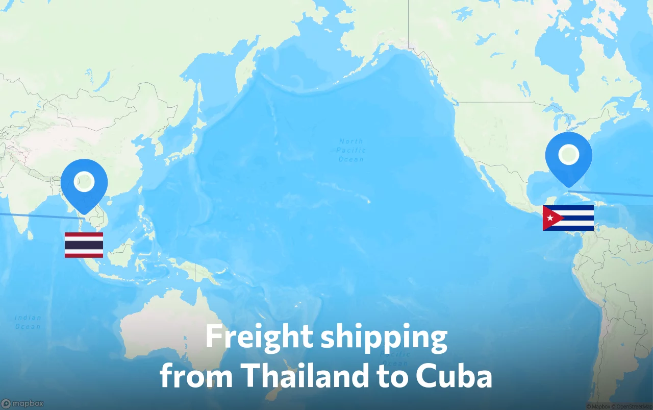 Shipping route from Thailand to Cuba
