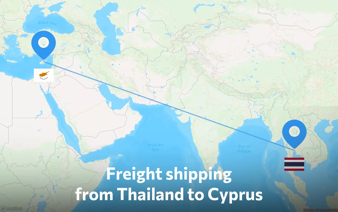 Shipping route from Thailand to Cyprus